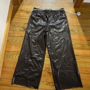 Dark Brown Faux Leather Pants